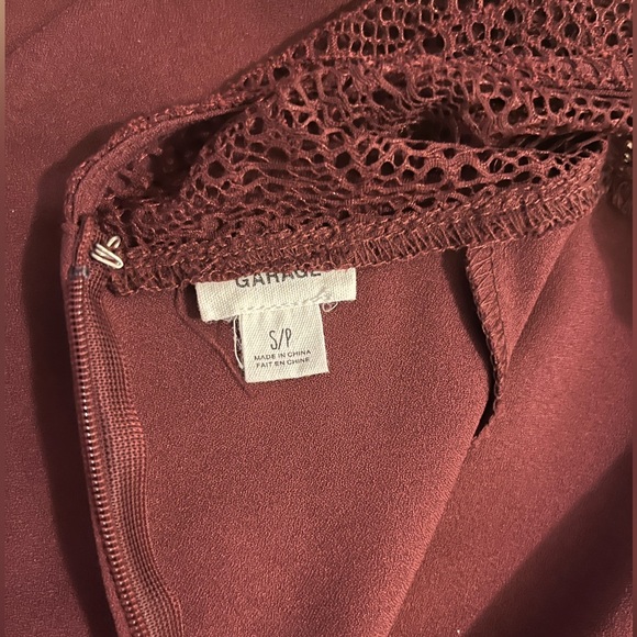 Garage Burgundy Romper with Mesh Sleeves - Picture 2 of 3